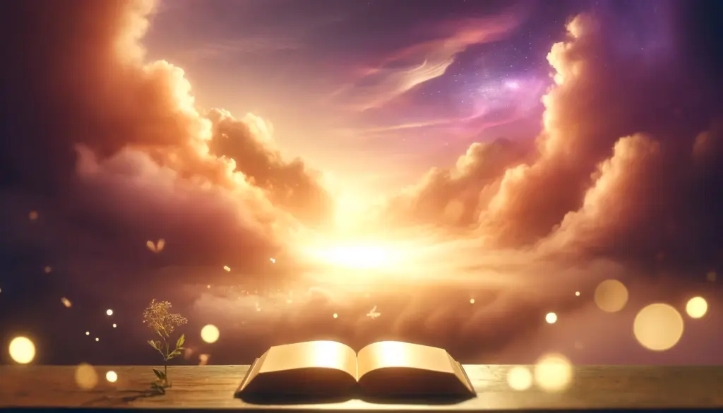 Mystisches violett-goldenes Licht über einem Buch – Einstieg in die Welt der Kabbalah